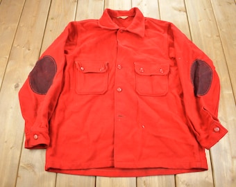 Vintage 1950s Boy Scouts Of America Red Wool Button Up Shirt / 1950s Button Up / Vintage Flannel / True Vintage / Made In USA / Outdoorsman