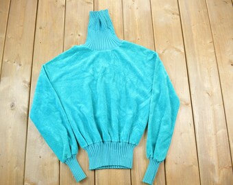 Moletom gola alta vintage azul-petróleo dos anos 90 / Moletom de gola redonda dos anos 90 / Fabricado nos EUA / Essencial / Streetwear / Moletom liso dos anos 90