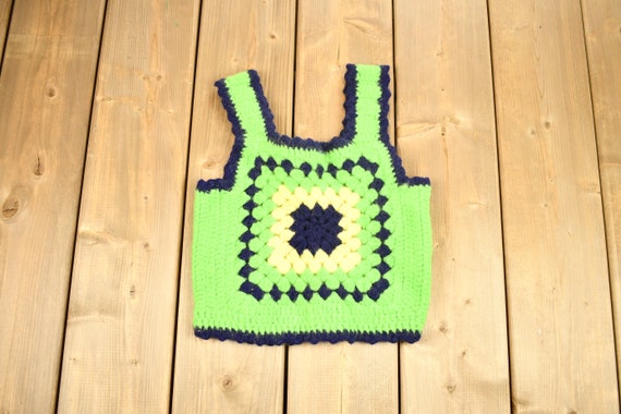 Vintage 1960s Crochet Knitted Tank Top / Vintage … - image 1