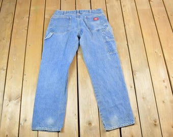Vintage 90s W36 L33 Distressed Worn Tan Beige Dickies Heavy Cotton