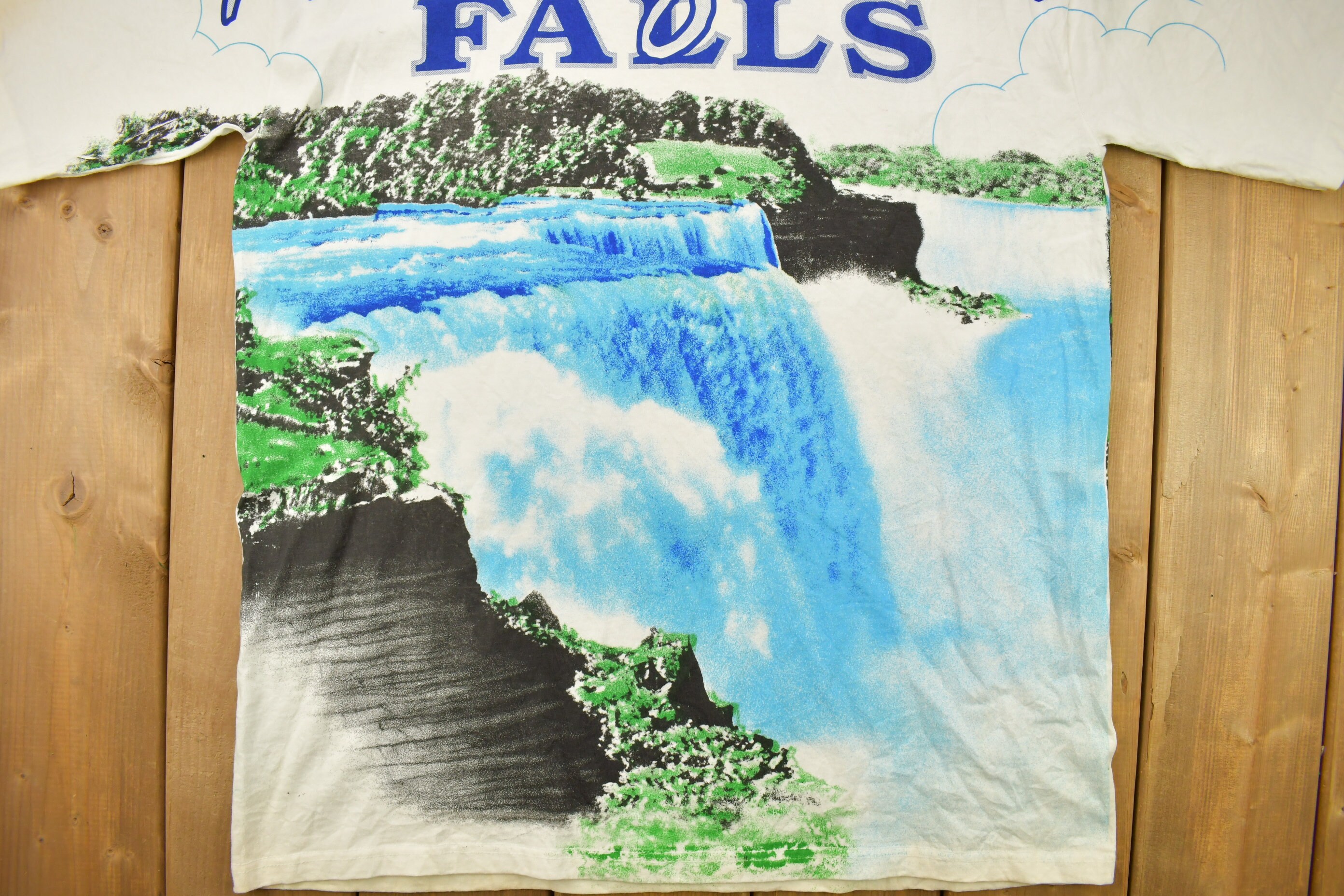 Vintage 1990s Niagara Falls All Over Print Souvenir T Shirt 