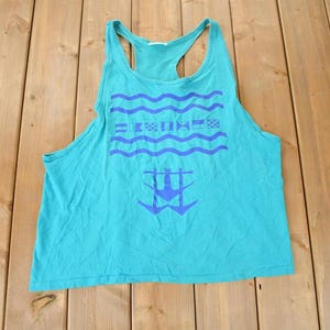 Vintage 1990s Nautical Theme Of The Loom Tank Top Made In USA