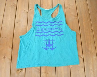 Vintage 1990s Nautical Theme Of The Loom Tank Top Made In USA