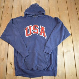 Vintage Y2K Steve & Barry's "USA" Spellout Graphic Hoodie - Large