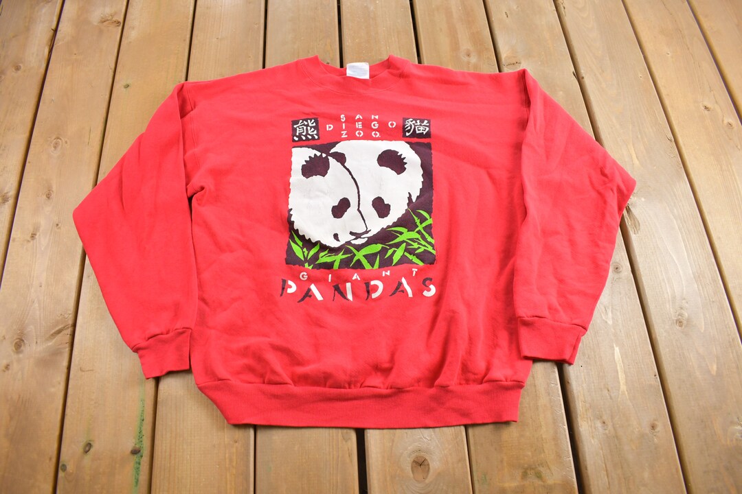 Felpa girocollo vintage anni 90 dei panda giganti degli zoo di