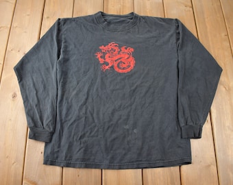 Vintage 1990s Dragon Graphic Long Sleeve T Shirt Size M/L