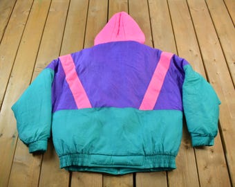 Vintage 1980s Manual Color Block Windbreaker / 80s Jacket / Made