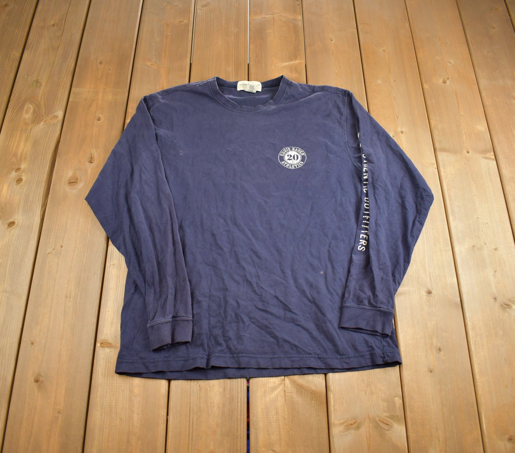 00s〜 eddie bauer ヘンリーネックカットソー ボーダー ロンt 90s USA