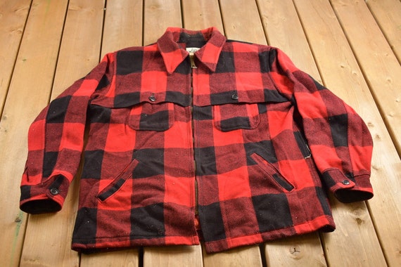 Woolrich 80s warm up jacket turquoise XL Vintage 1980s Woolrich Wool Plaid Zip up Shacket ⁄ Vintage 80s