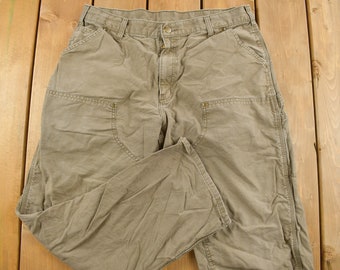 Vintage 1990s Carhartt Light Weight Cargo Double Knee Pants Size 36 x 28 / 90s Carpenter Pants / Distressed Carhartt / Vintage Workwear