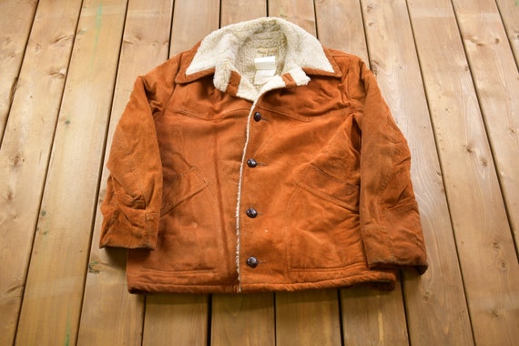 Vintage 1980s House of Peerless Shearling Leather Jacket / Button