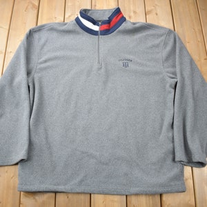 Vintage 1990s Tommy Hilfiger Flag Collar Quarter Zip Fleece Sweater / Vintage Tommy / 90s Sweater / Streetwear / Athleisure / Hilfiger