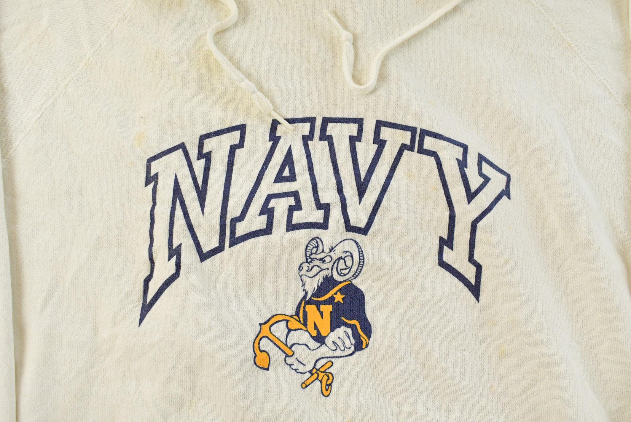 Vintage 1970s Navy Bill the Goat Mascot Graphic Artex Hoodie Men's