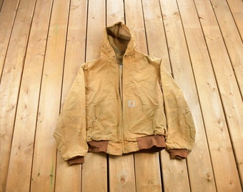 Vintage 1990s Carhartt Jacket / Workwear / Streetwear / Distressed Carhartt / Blanket Lined Jacket / Broken Zipper