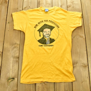Maglietta vintage anni &#39;70 &quot;Win With The Professor&quot; / Grafica / Star del cinema / Streetwear / Stile retrò / Punto singolo / Prodotta negli Stati Uniti