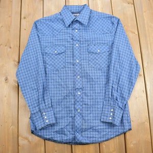 Vintage jaren 1990 Wrangler western shirt geruite knop omhoog / jaren 1990 knop omhoog / South Western / geruit shirt / knop ingedrukt / jaren 90 Wrangler