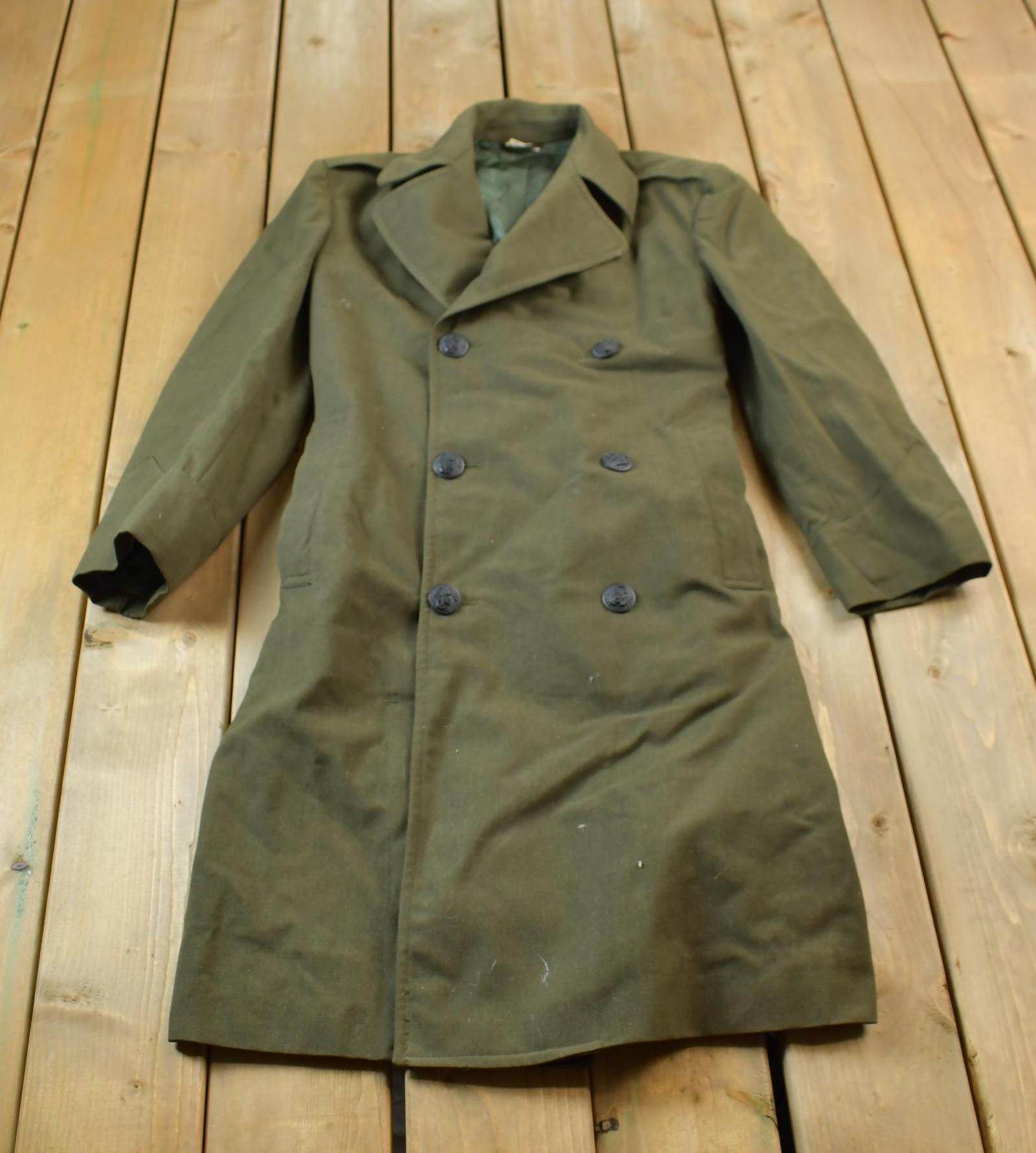 Vintage 1940s World War 2 Military Button up Wool Overcoat / WW2 