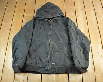 Vintage 2000s Dickies Hooded Canvas Work Jacket Men's 2XL / Y2K Outdoors Jacket / Workman Jacket / Workwear Streetwear / Distressed Faded