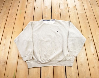 Vintage 1990s Polo Ralph Lauren Grey Crewneck / 90s Crewneck / Small Pony / Streetwear / Vintage Polo