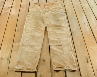 Vintage 1990s Carhartt Double Knee Work Pants Men's 37 x 34 / 90s Carpenter Pants / Distressed Carhartt / Vintage Workwear