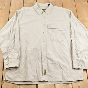 Vintage 1990&#39;s Button Up Timberland Shirt / 1990&#39;s Timberland Button Up / Vintage Flannel / Casual Wear / Workwear / Beige Button Up