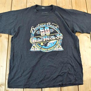 Vintage 1991 Daytona Beach Bike Week 50 Years T-Shirt Made In USA / Vintage Biker Shirt / 90&#39;s Harley / Motorcycle Tee Shirt / Florida