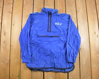 Vintage 1990s Nike Half Zip Windbreaker Jacket / Nike Swoosh / Spring Summer Sportswear / Streetwear / Athleisure / Anorak / White Tag