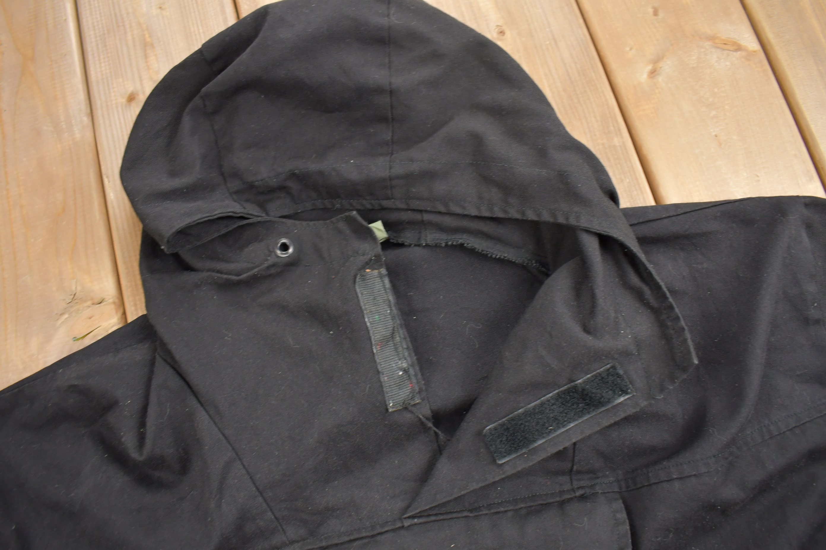 Vintage 1990s US Military All Black Anorak Pullover / Black Vintage 1990s US Military All Black Anorak Pullover / Black