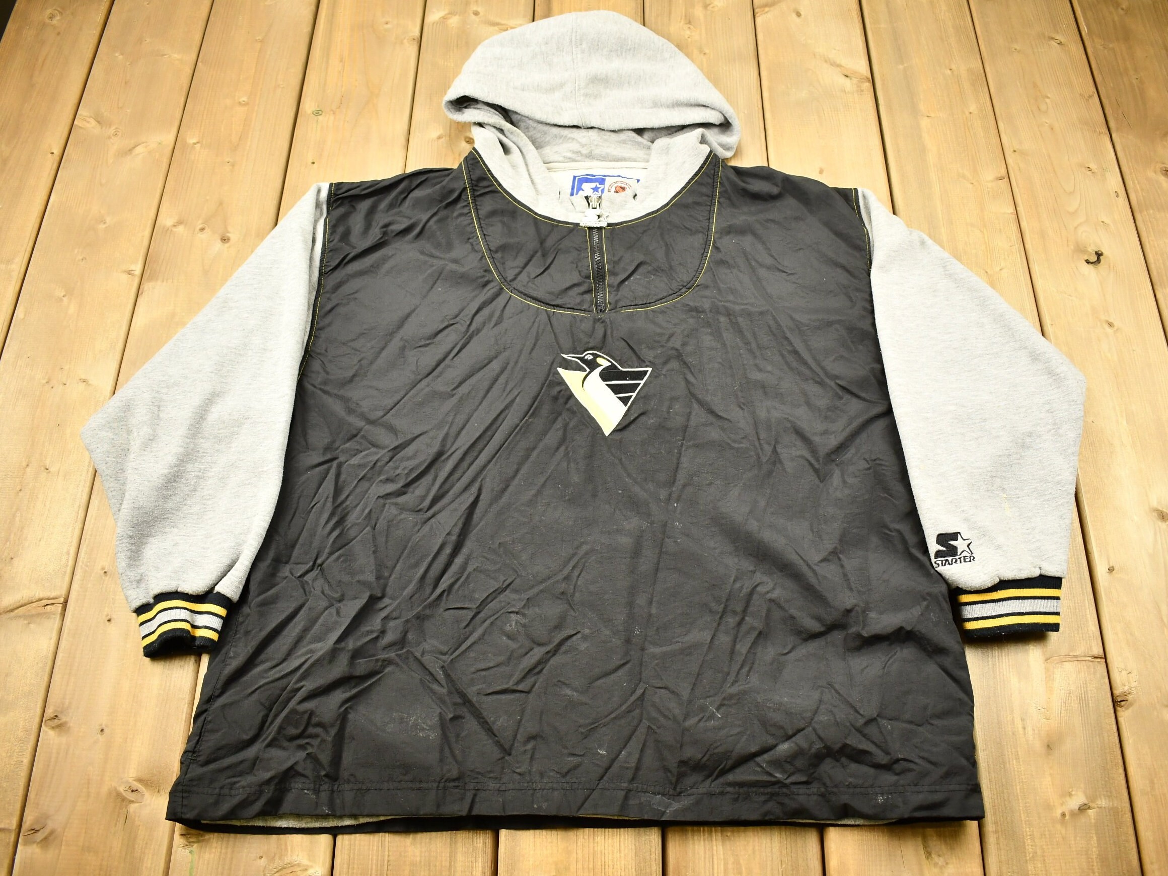 Vintage 1990s Pittsburgh Penguins NHL Starter Hoodie / Quarter Zip