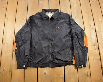 Vintage 1990s Nike Full Zip Windbreaker Jacket / Small Swoosh / Athletic Spring Summer Sportswear / Streetwear / Athleisure / 90s Nike