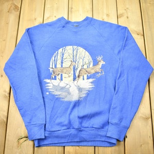 Vintage 1988 Deer Graphic Raglan Crewneck Sweater / Souvenir / Vintage Sweatshirt / Outdoorsman / Wilderness Sweatshirt / Made In USA