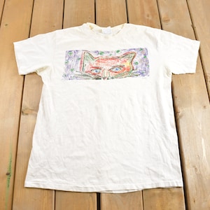 Vintage 1989 Fox Painting Graphic T Shirt / Vintage T Shirt / Streetwear / Graphic Tee / Single Stitch / Made In USA