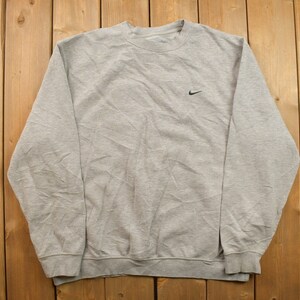 Vintage 1990s Grey Nike Embroidered Mini Swoosh Crewneck Sweatshirt / Vintage Nike / Sportswear / Streetwear / Athleisure