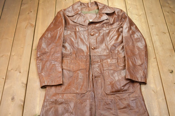 Vintage 1980s Leather Full Length Jacket / Fall O… - image 1