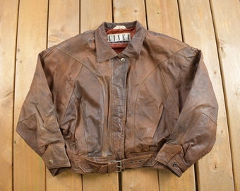 Vintage 1980s Linea Privata Brown Leather Jacket / Fall Outerwear / Leather Coat / Streetwear Fashion / 80s Jacket / Cropped