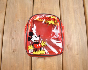 Vintage 1990s Walt Disney Mickey Mouse Transparent Bag / Vintage Accessory  / Vintage Disney / Deadstock
