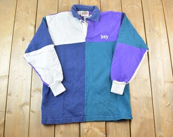 Vintage 1990s Barbarian Rugby Ivey Quarter Button Up Shirt / 1990s Button Up / Vintage Flannel / Basic Button Up