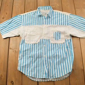 Vintage 1980s Livin On The Edge Gestreifte Button Up Basic Button Up