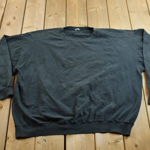 Vintage 1990s Nike Embroidered Swoosh Crewneck Sweatshirt / Vintage Nike / Sportswear / Streetwear / Athleisure / Black Nike Crewneck