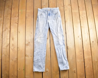 Vintage 1990s Rustler Denim Jeans Size 30x34/ Distressed Denim / Straight Leg / Workwear / Streetwear / Vintage Pants