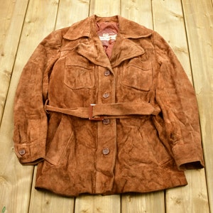 Vintage 1980s The Tannery Leather Suede Women&#39;s Jacket / Fall Outerwear / Genuine Leather / Button Down / Streetwear Fashion / Suede Jacket