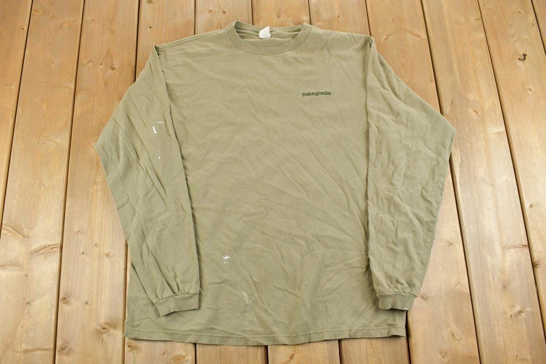 トップス 90s patagonia Print L/S Tee XL Vintage 90s Patagonia Mountains T Shirt Orange Beneficial Ts