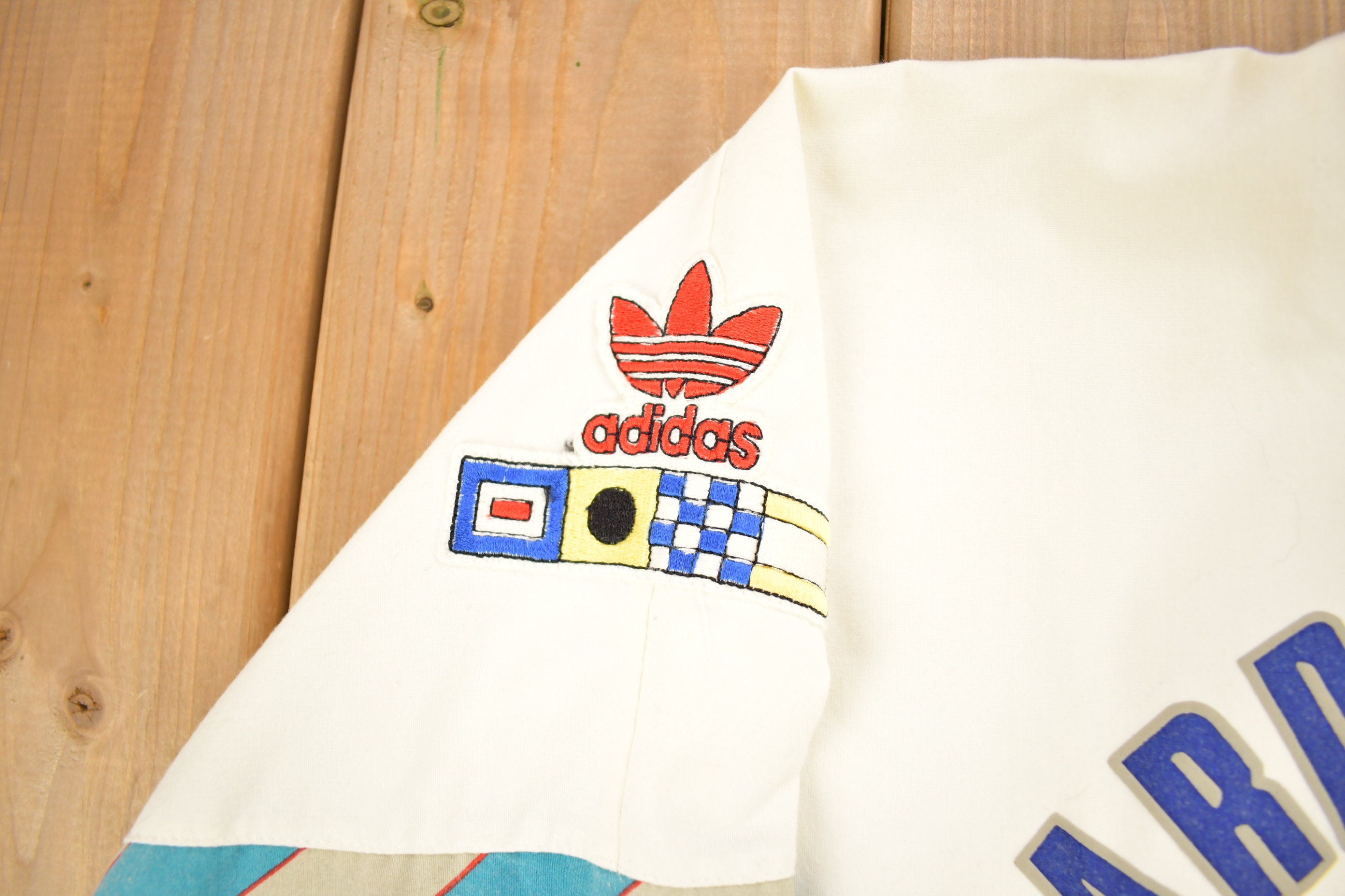 【フランス製】80s adidas High Neck Sweat Vintage Adidas CrewNeck , OraNGE AnD BaBy BLuE