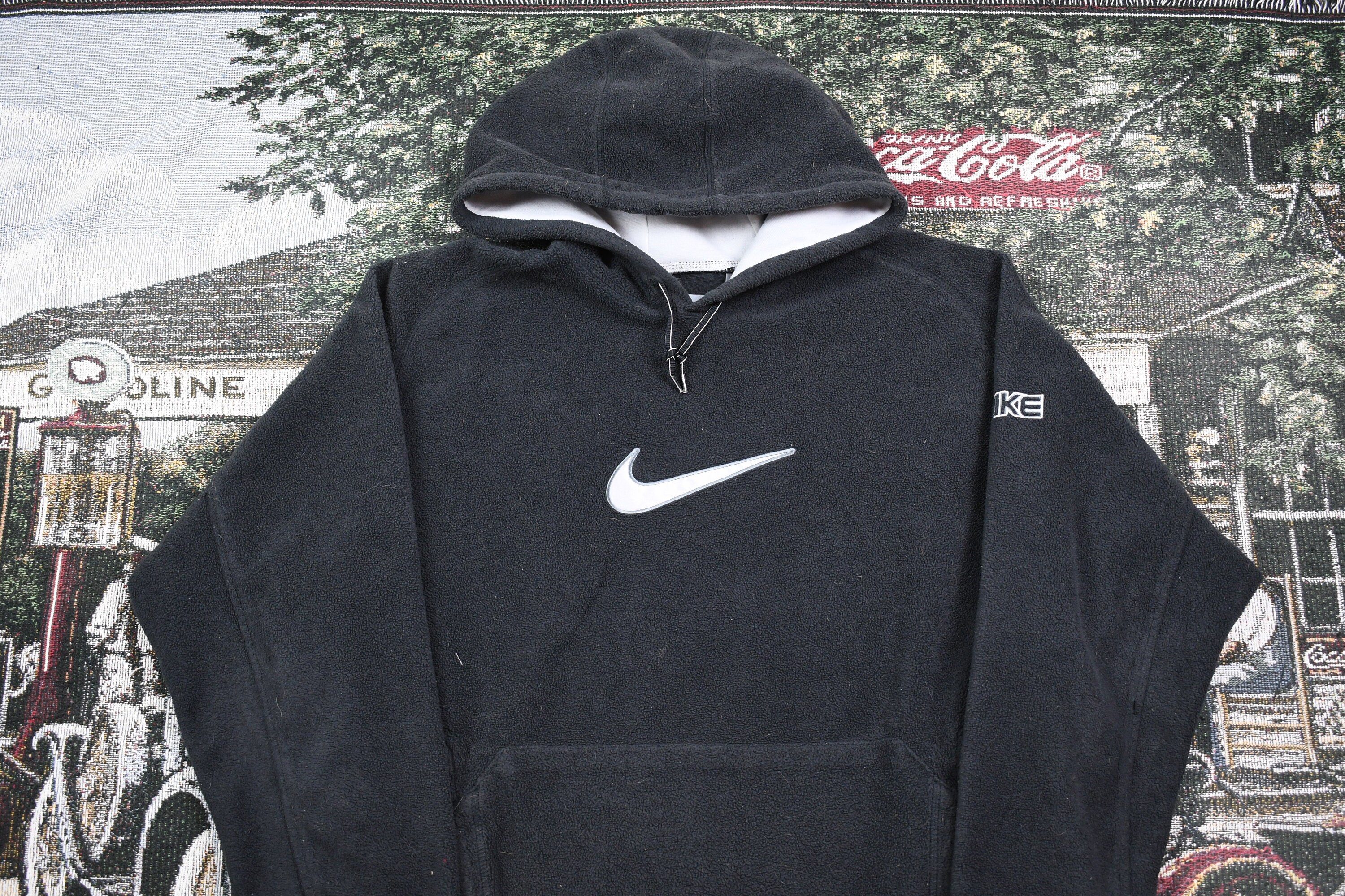 Vintage 1990s Nike Sweater Big Swoosh Hoodie Fleece - Etsy