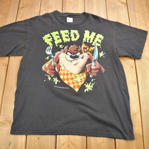 1992年製ヴィンテージ Taz「Feed Me」グラフィック ルーニー・テューンズ Tシャツ / 90年代グラフィックTシャツ / ワーナーブラザーズ / アメリカ製 / シングルステッチ