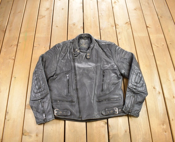 再構築 90s euro vintage leather jacket Vintage 1990s Eurox Leather Cafe Racer Biker Jacket / Fall