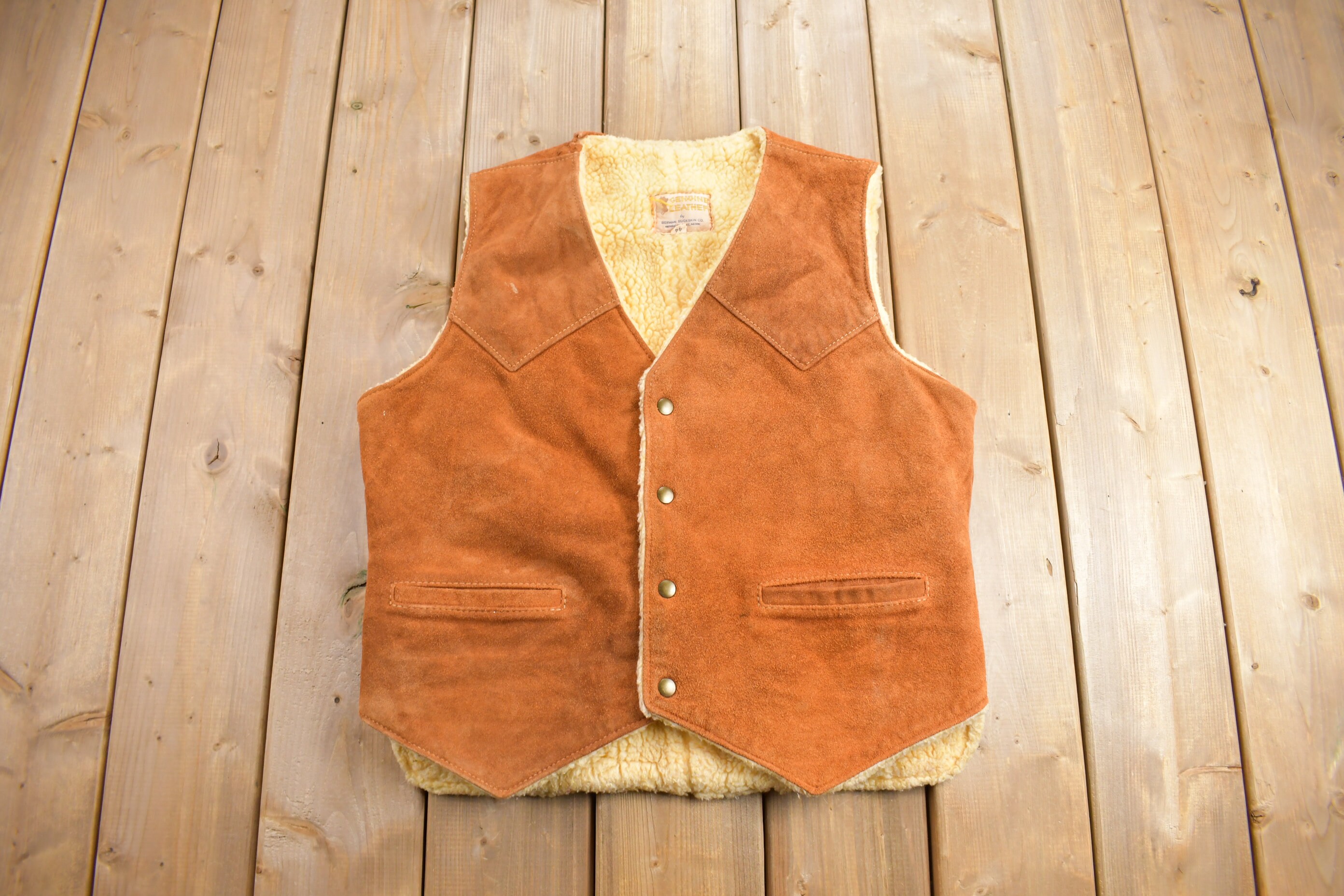 Sherpa lined suede vest Clearance