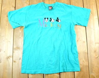 Vintage 1990s Velva Sheen Disney Embroidered Cartoon Promo T-Shirt Mens S / 90s Graphic Tee / Vintage Mickey Mouse / Made In USA