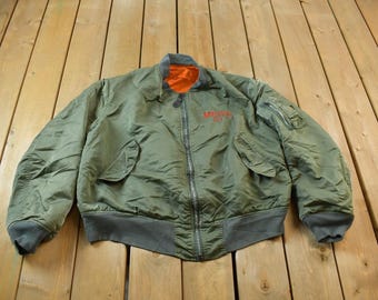 Vintage 90s Alpha Industries MA-1 Reversible Bomber Jacket Army