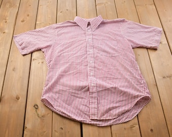 Vintage 1990s Arrow Striped Button Up Shirt / 1990s Button Up / Vintage Arrow / Basic Button Up / Vertical Striped / Arrow Dress Shirt
